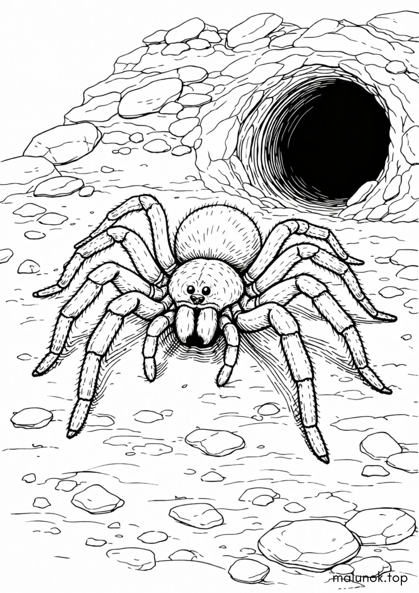 Раскраска Реалістичний тарантул Раскраска Реалістичний тарантул