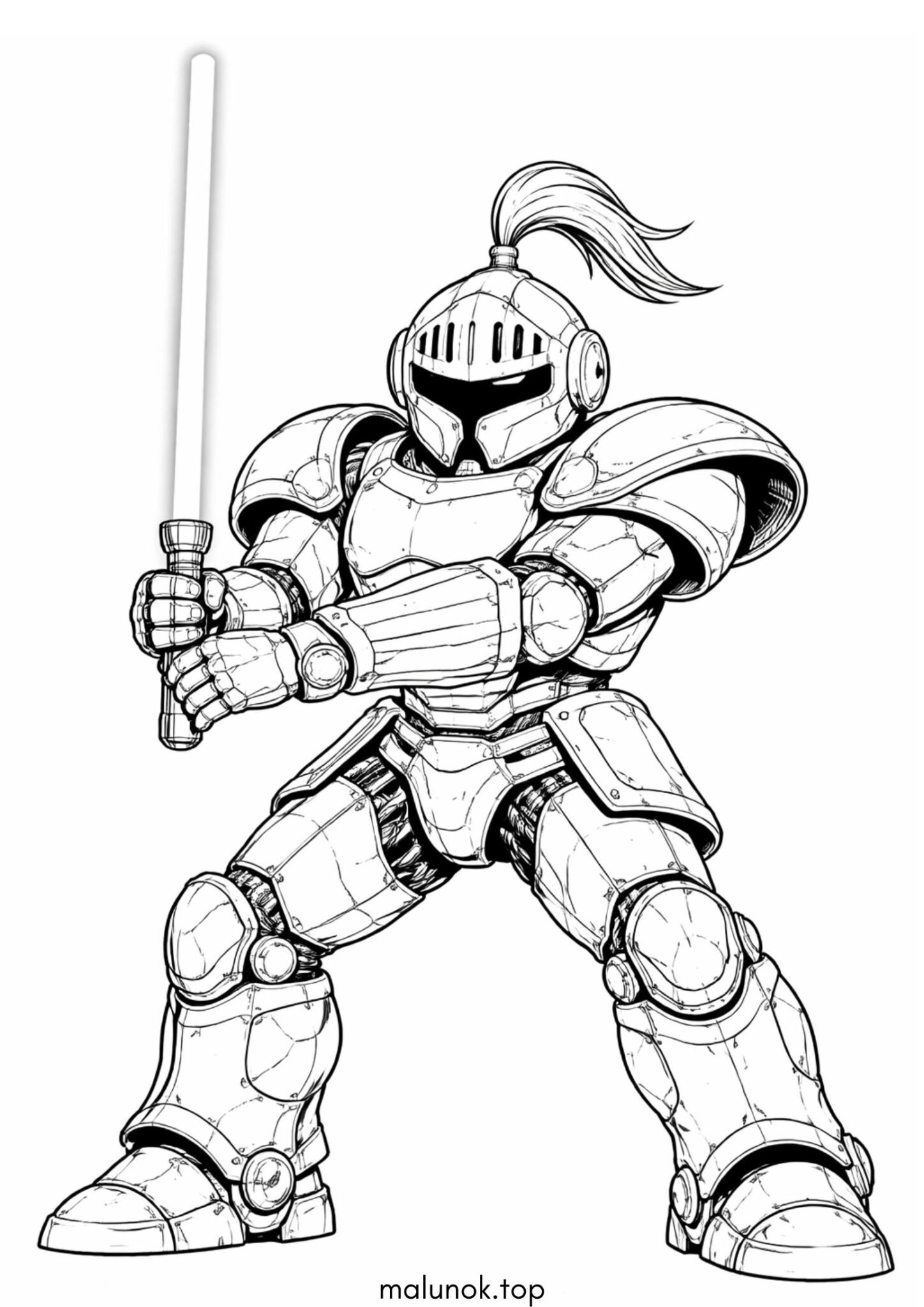 Раскраска Робот-лицар зі світловим мечем
