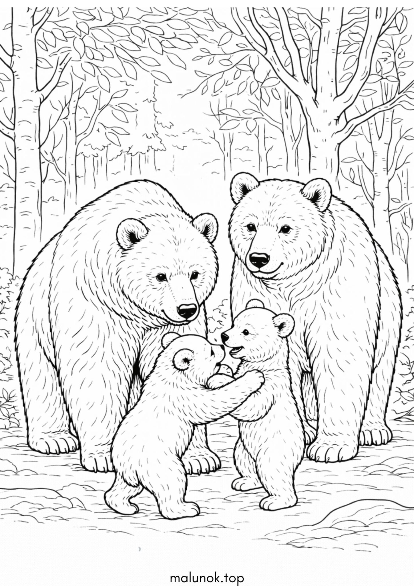 Раскраска Родина ведмедів Раскраска Родина ведмедів