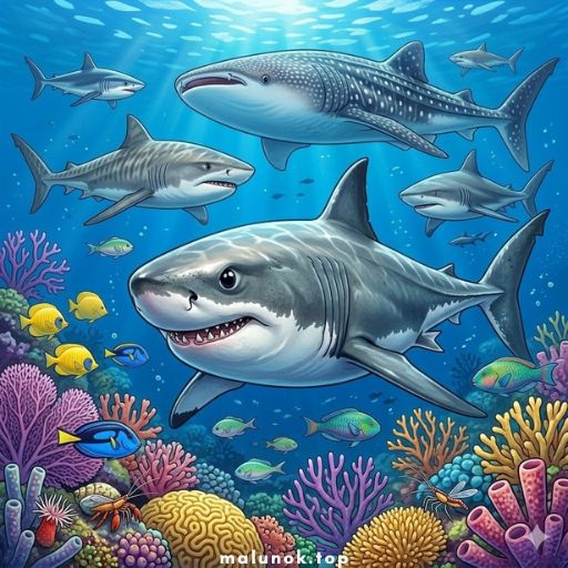 Розмальовки Акули 🦈