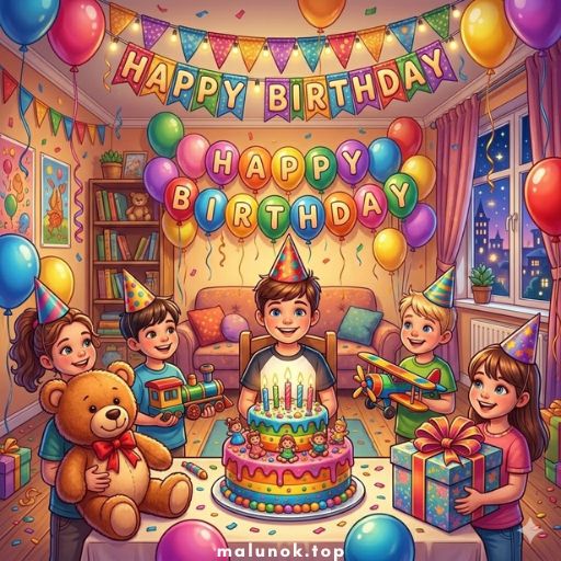 Розмальовки День народження 🎂