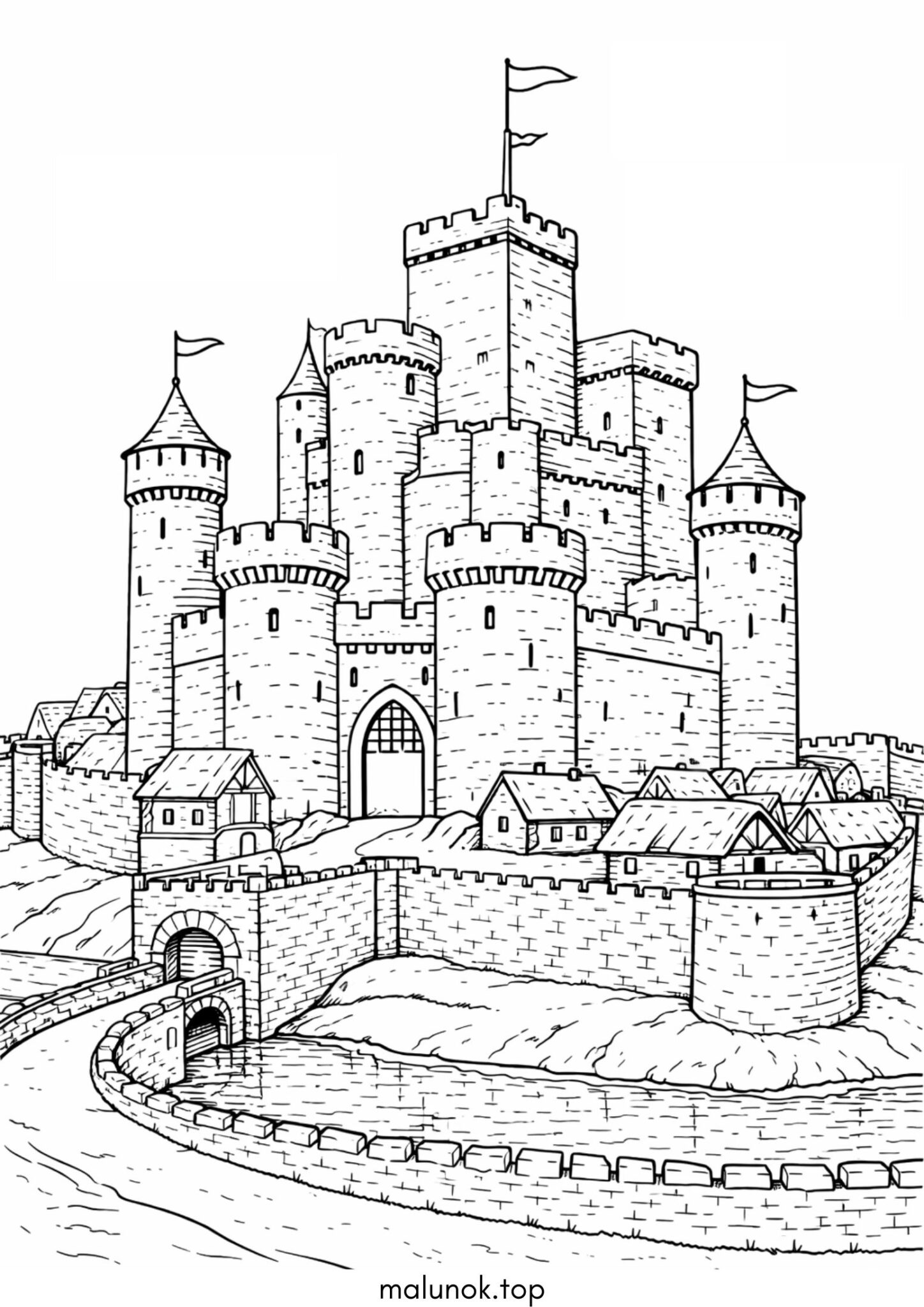 Раскраска Середньовічна фортеця