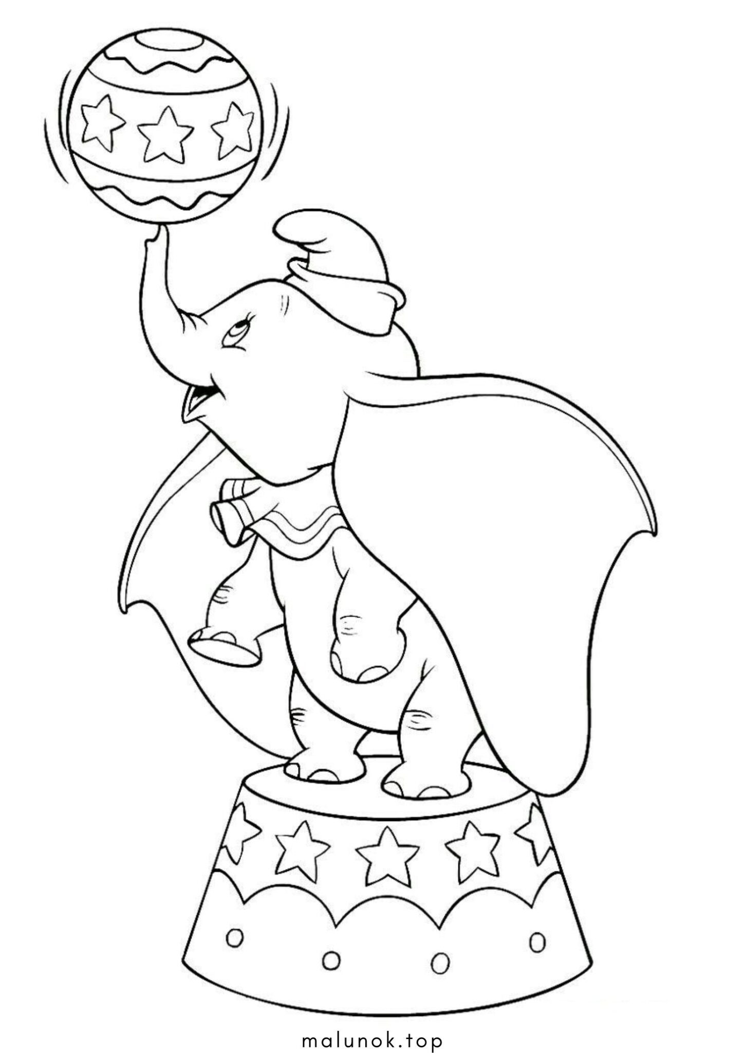 Раскраска Слоненя Дамбо