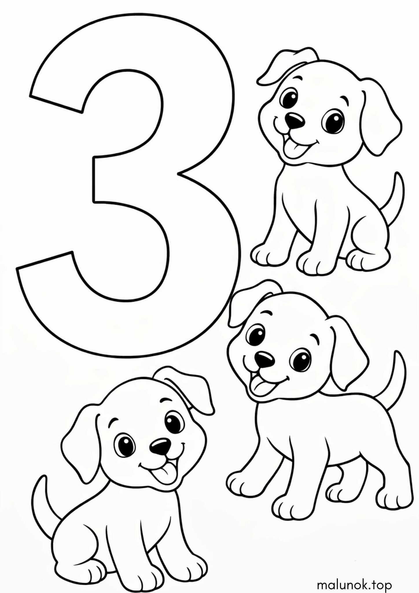 Раскраска Цифра 3 – три