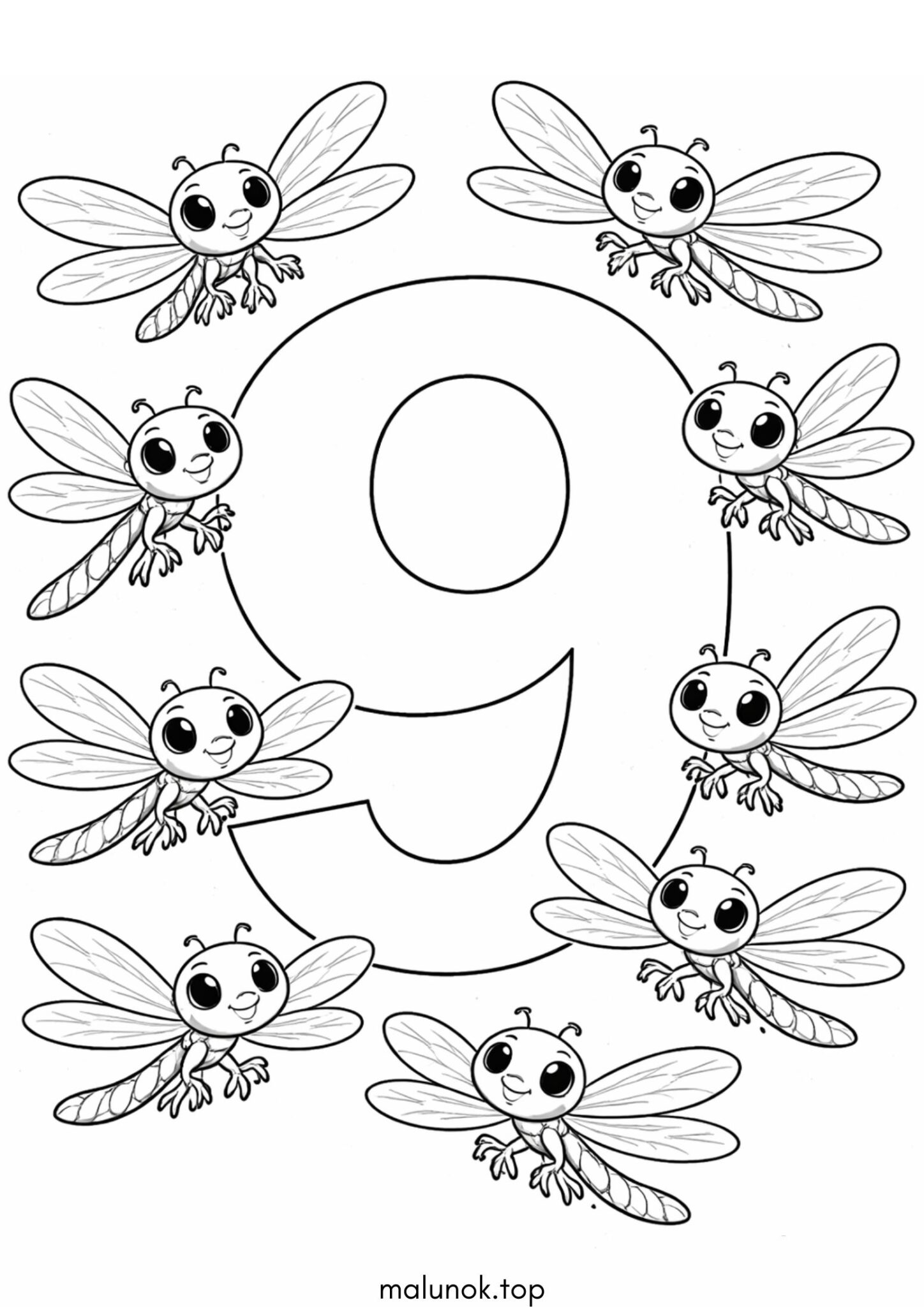 Раскраска Цифра 9 – дев’ять