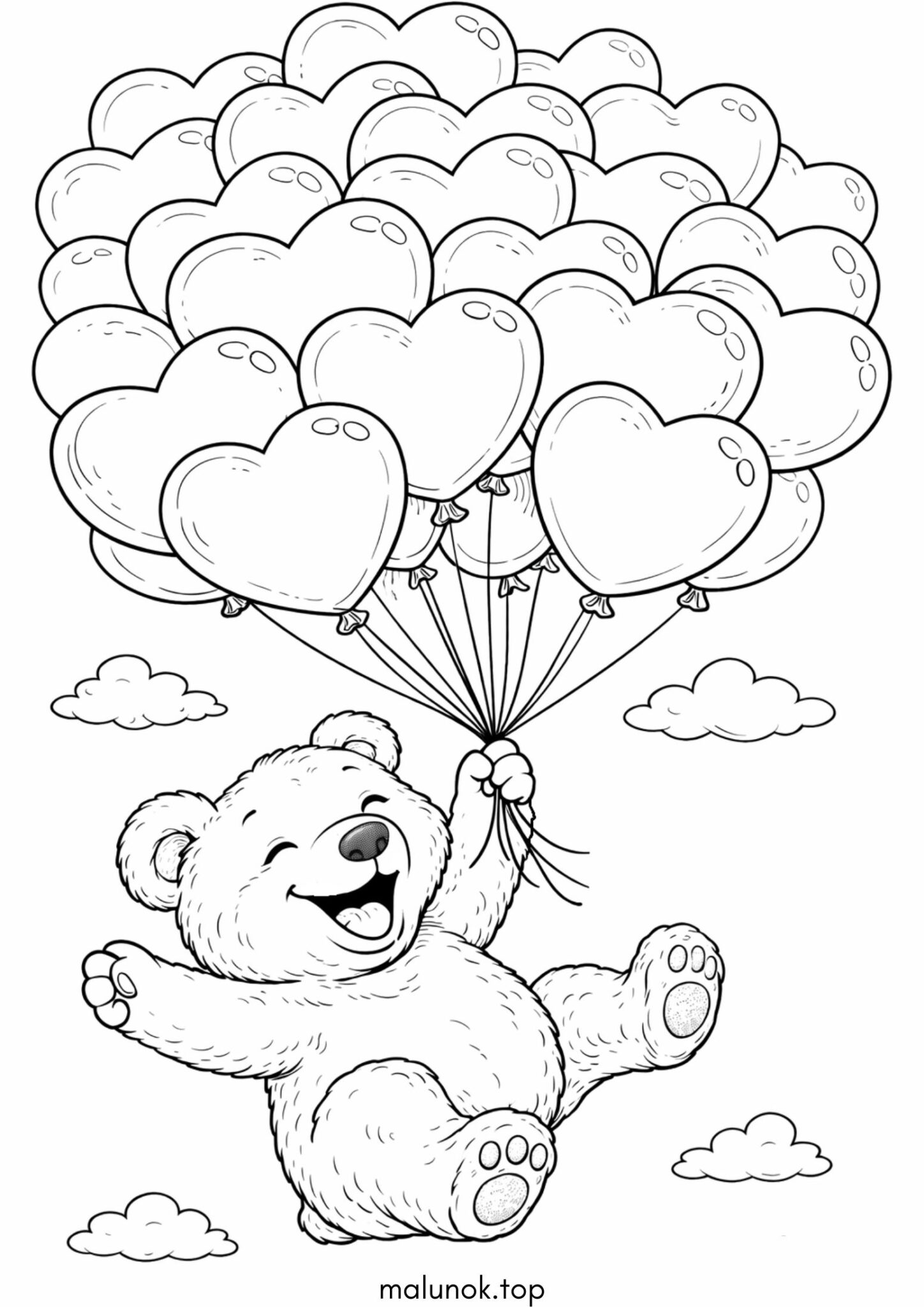 Раскраска Ведмідь з повітряними кульками Раскраска Ведмідь з повітряними кульками