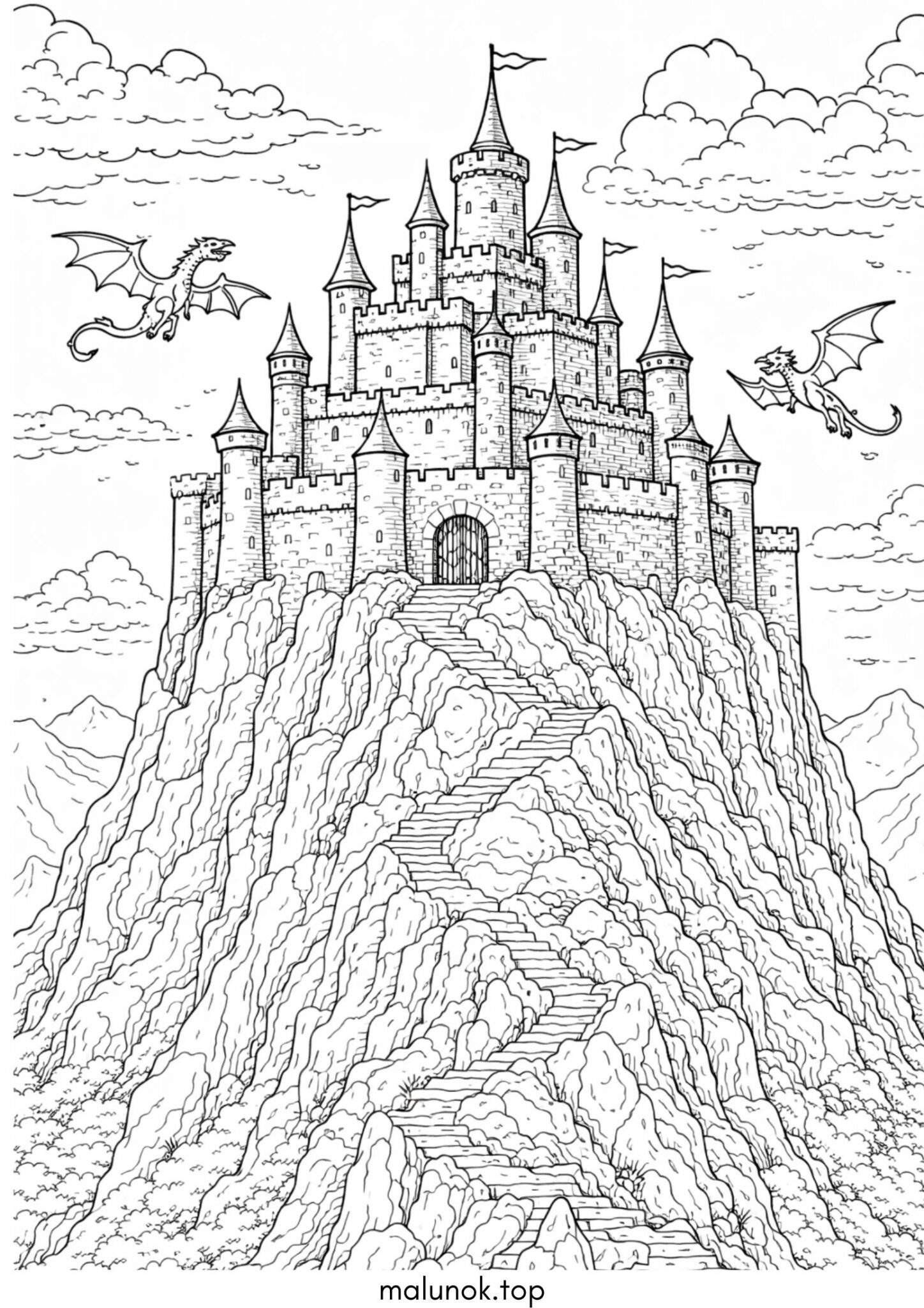 Раскраска Замок на горі