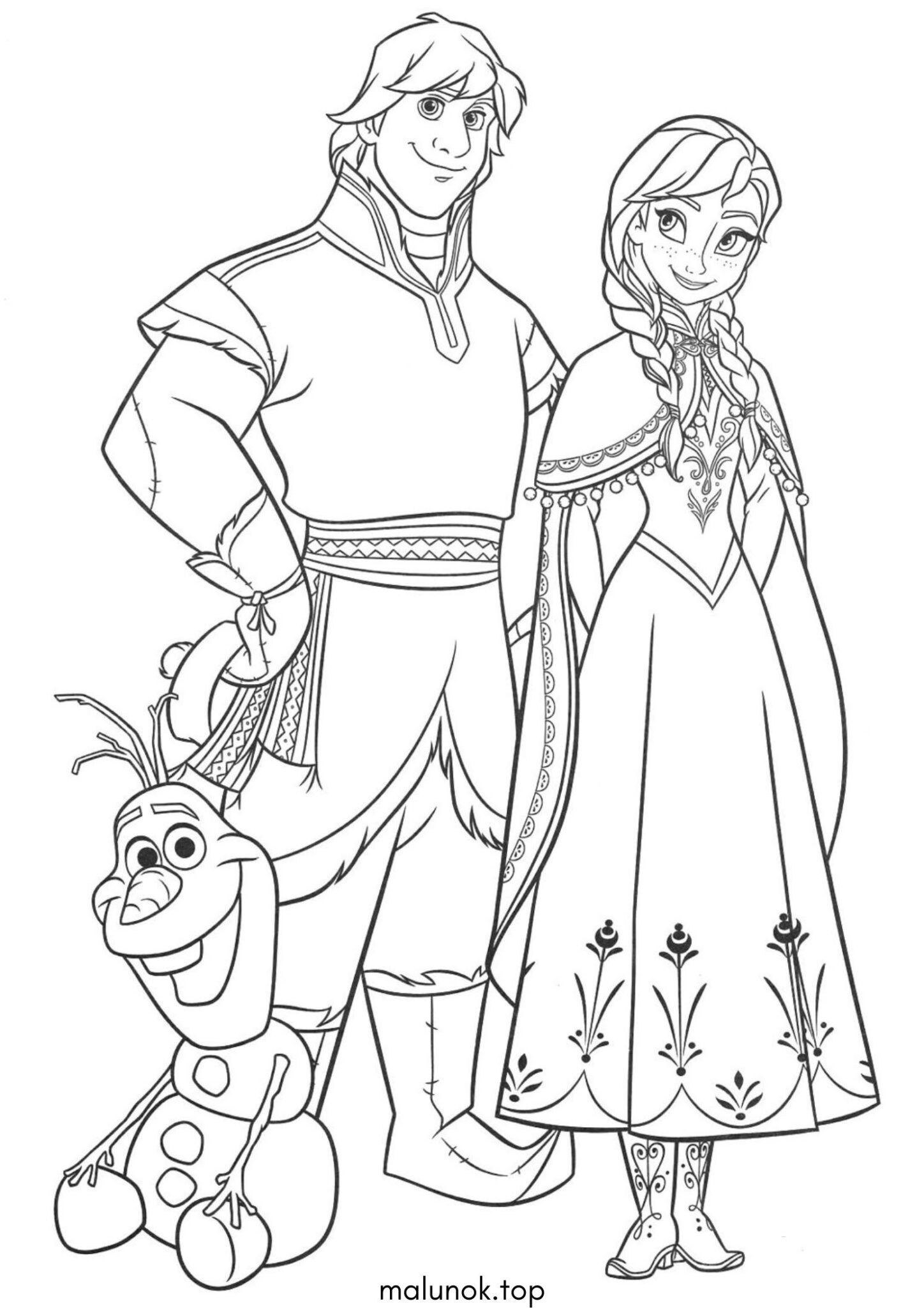 Раскраска Анна, Крістофф та Олаф (Крижане серце)