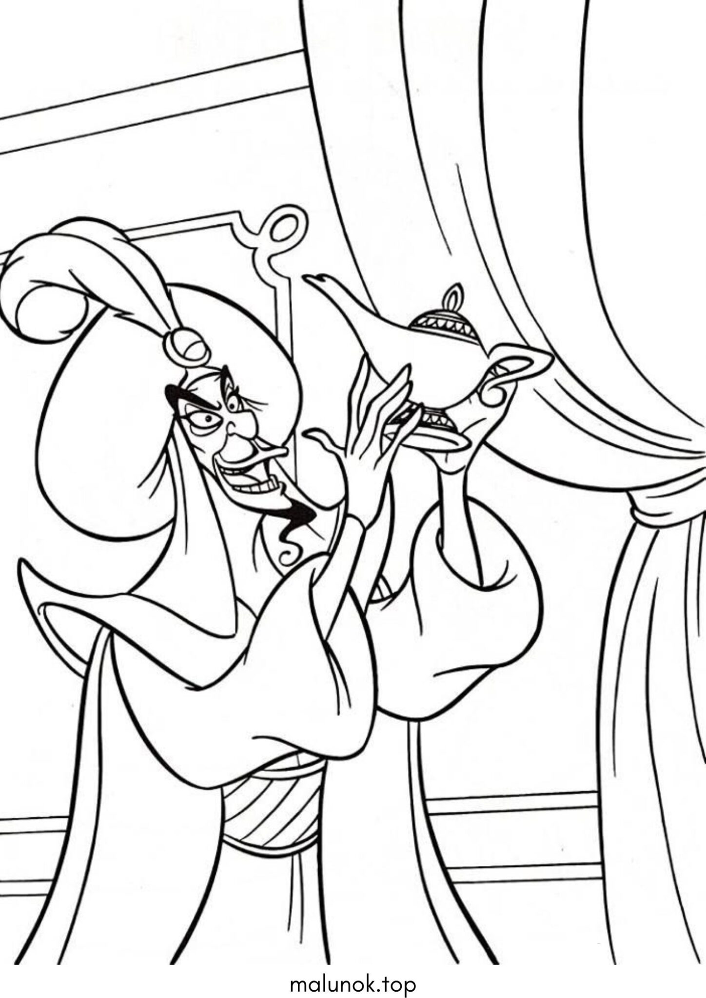 Раскраска Джафар з лампою (Аладдін)