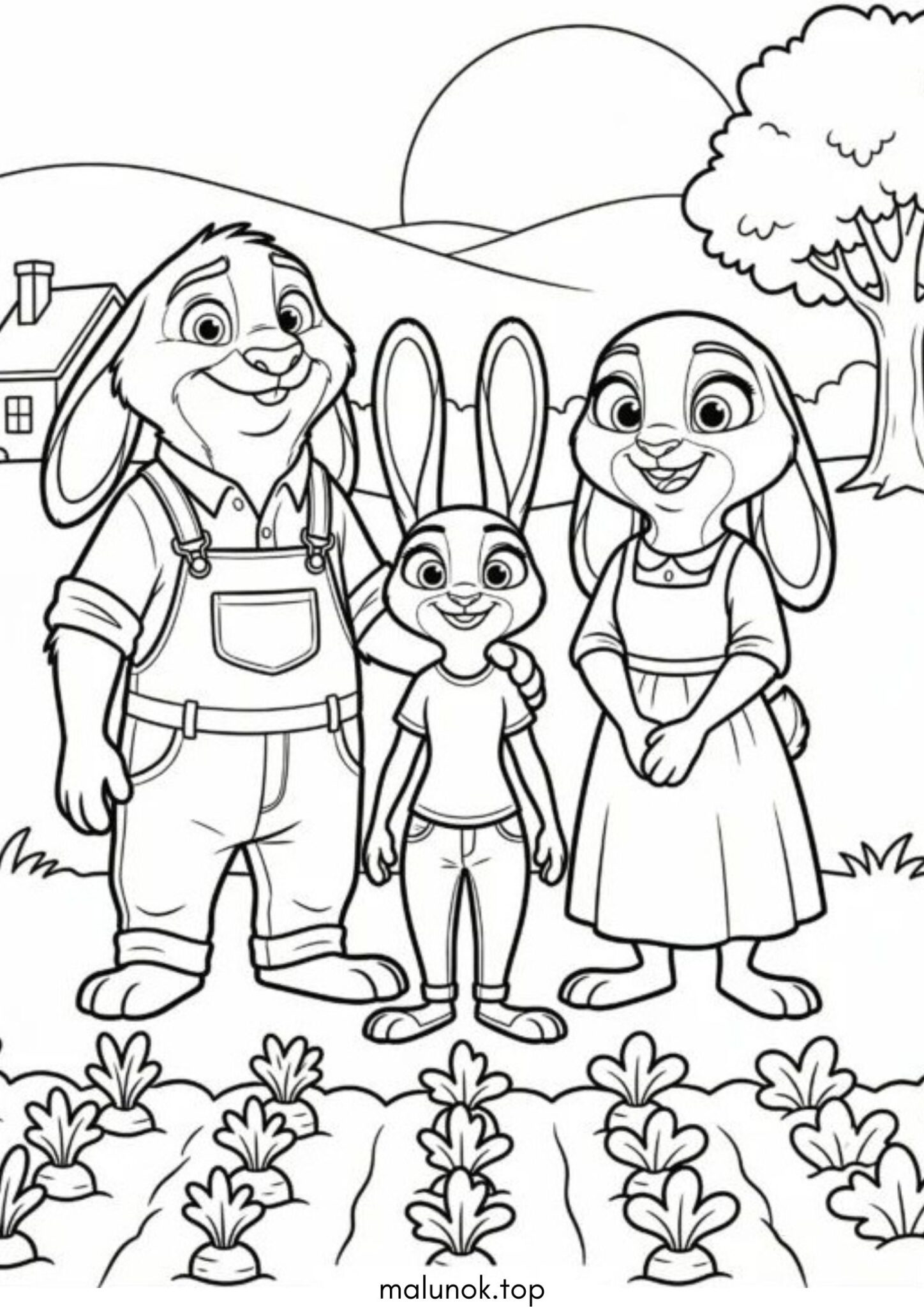 Раскраска Джуді Гопс з родиною (Зоотрополіс)