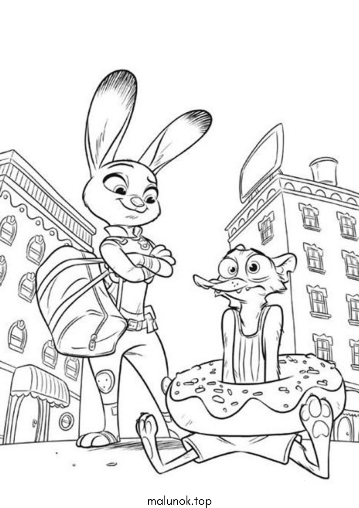 Раскраска Джуді зловила злочинця (Зоотрополіс)