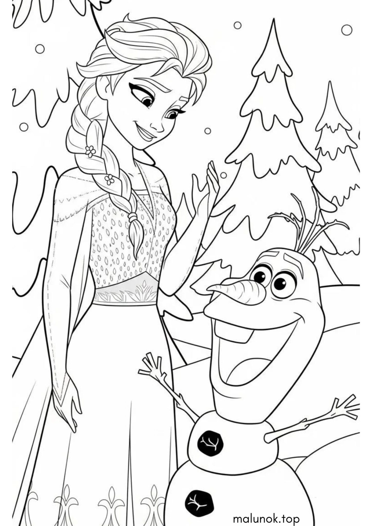 Раскраска Ельза та Олаф (Крижане серце)