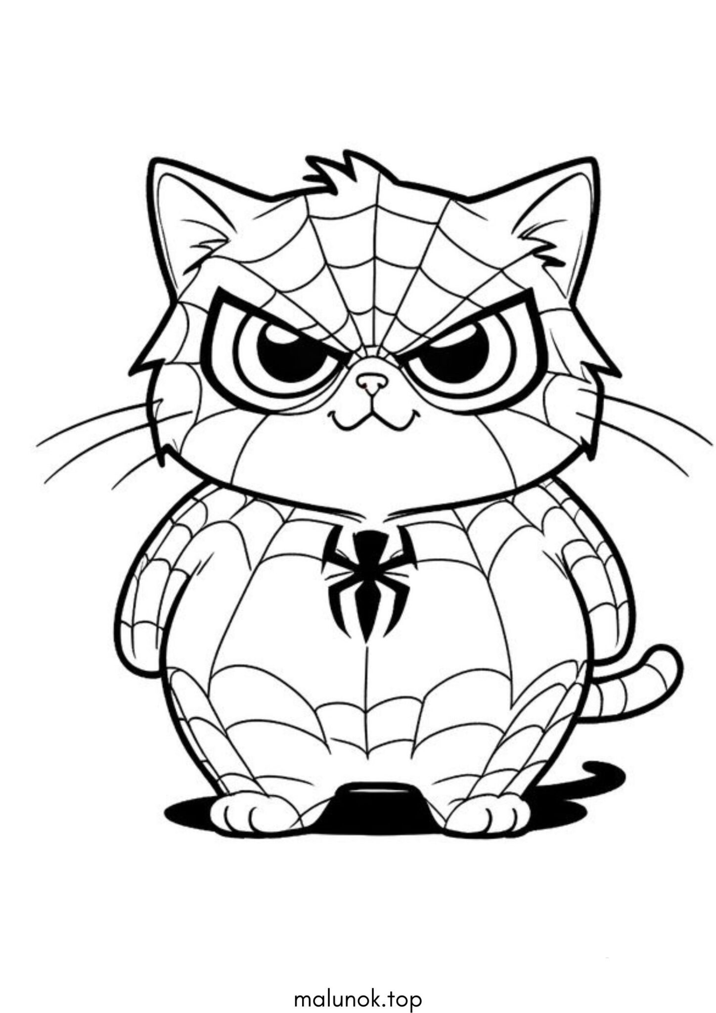 Раскраска Котик у костюмі людини-павука