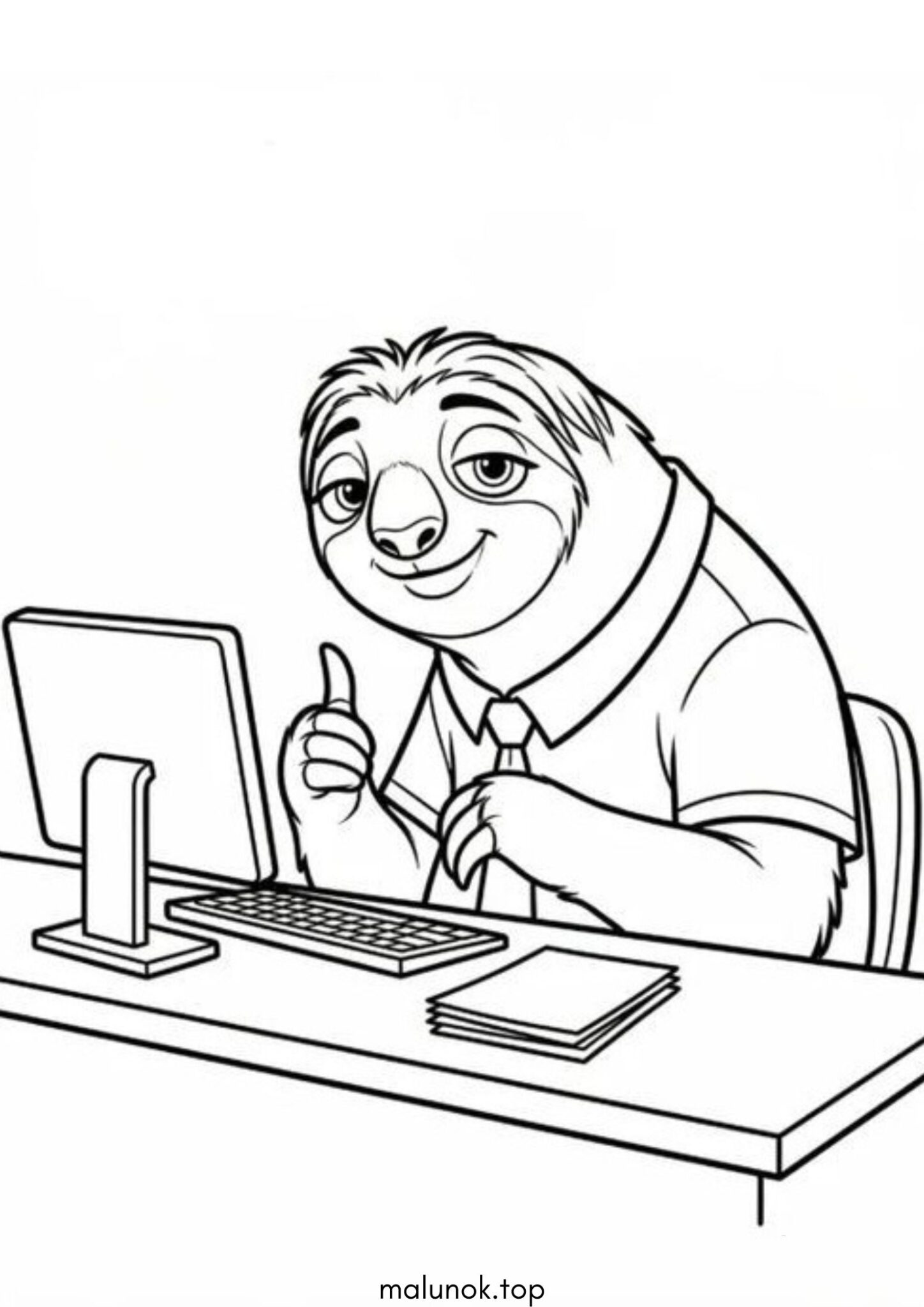 Раскраска Лінивець Бліц у Департаменті транспорту звірів (Зоотрополіс)