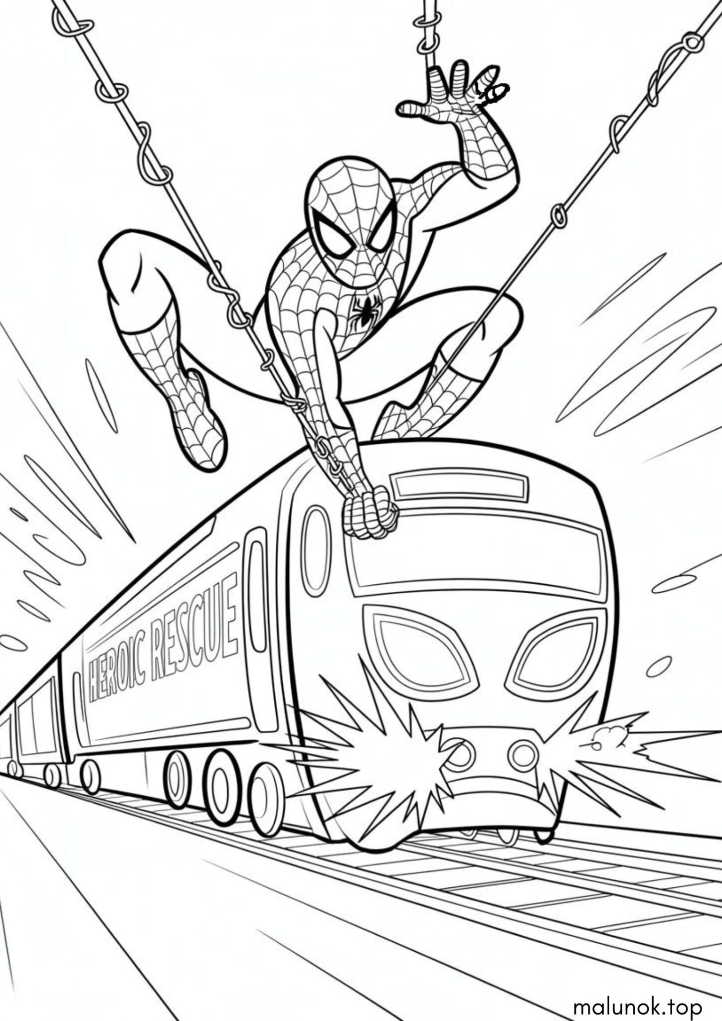 Раскраска Людина-павук перед потягом