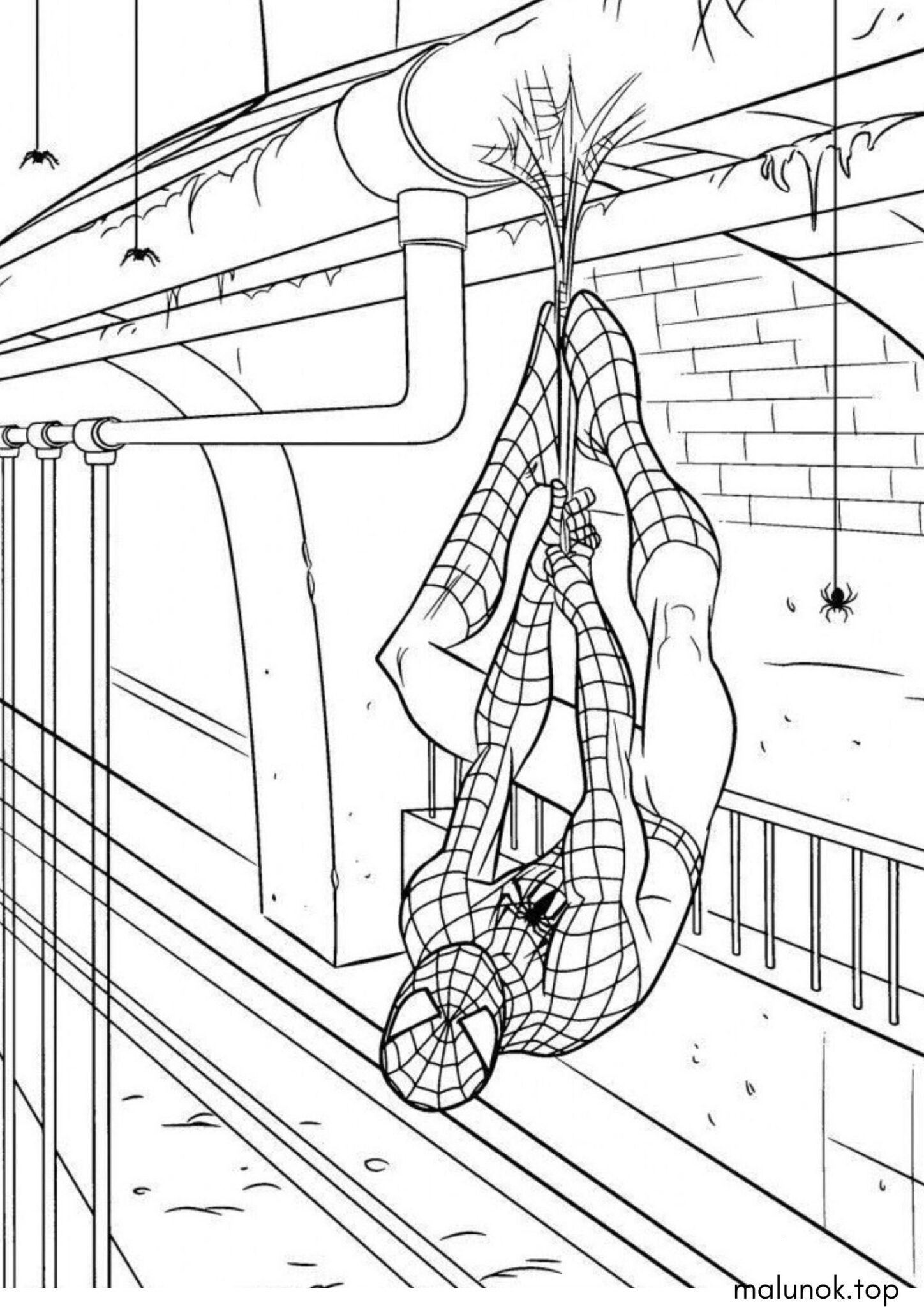 Раскраска Людина-павук у метро