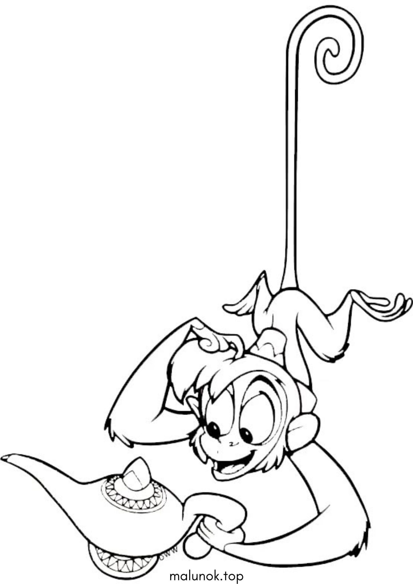 Раскраска Мавпа Абу з лампою (Аладдін)