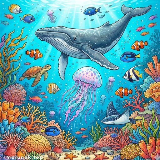 Розмальовки Морські жителі 🐳🐚🐬