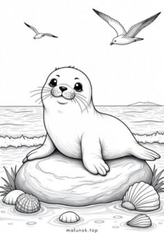 Милий морський котик та чайки
