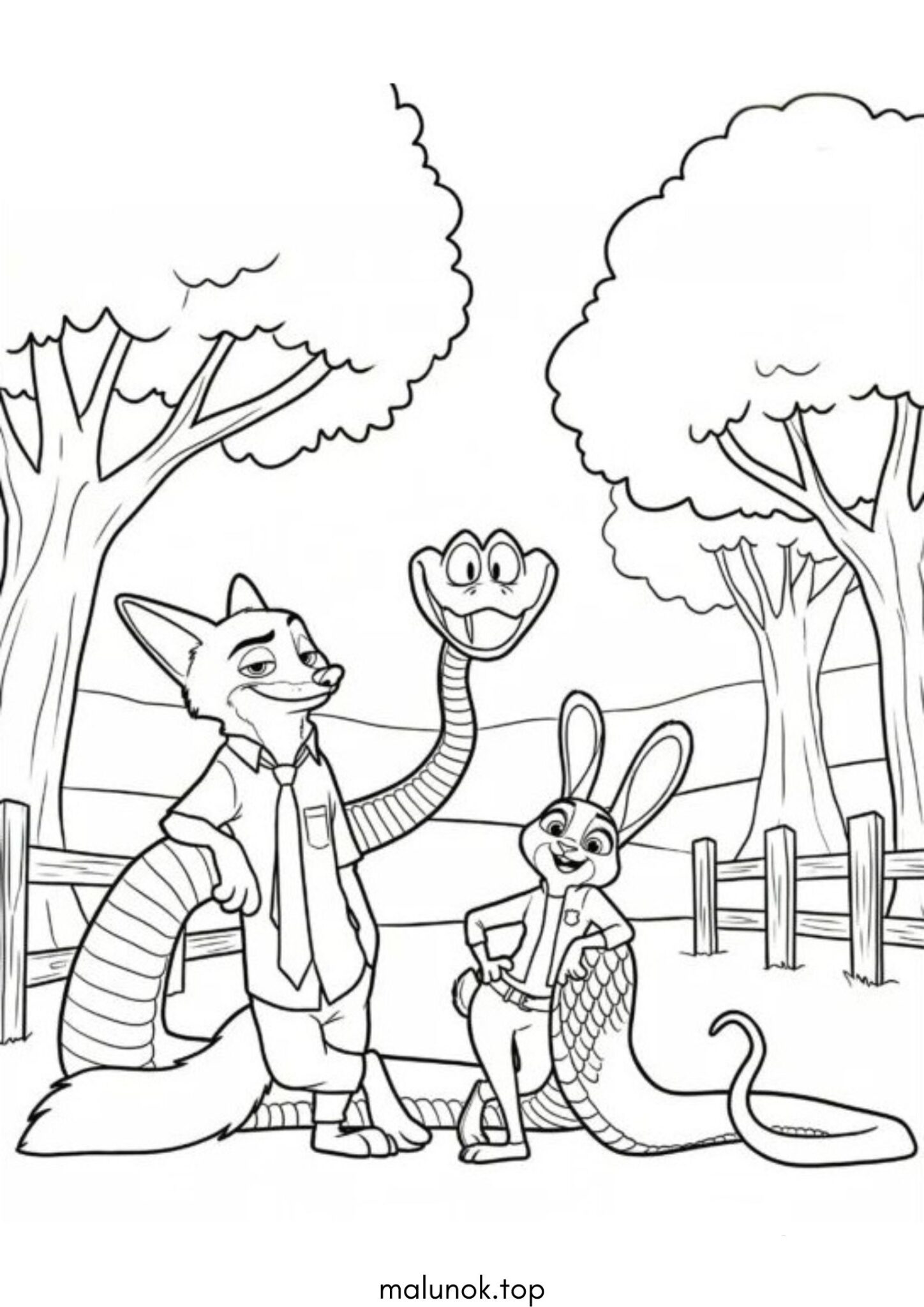 Раскраска Нік, Джуді та Гері (Зоотрополіс) Раскраска Нік, Джуді та Гері (Зоотрополіс)