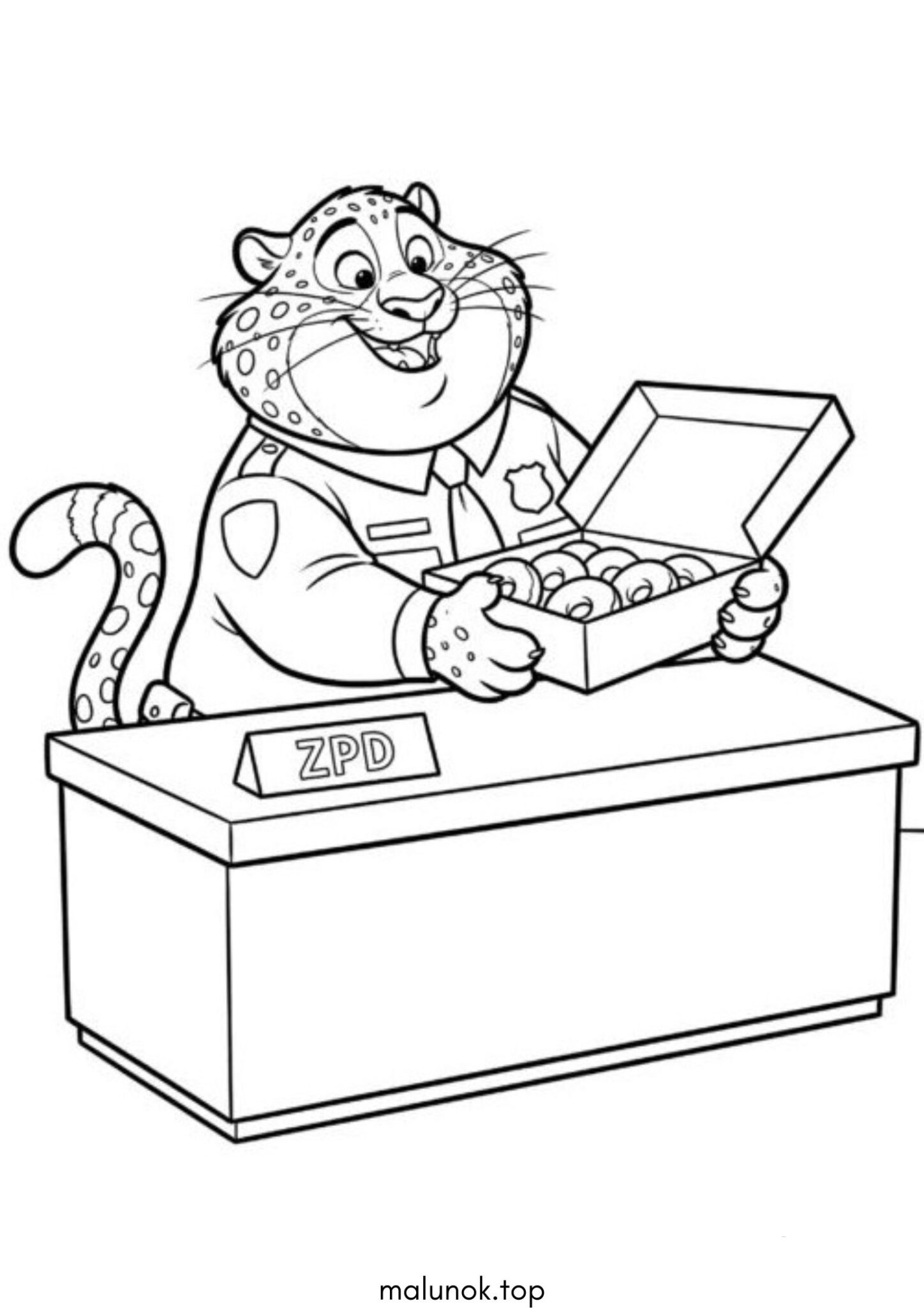 Раскраска Офіцер Бенджамін Пагзогриз (Зоотрополіс)