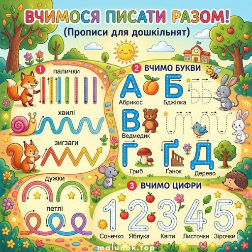 Розмальовки Прописи