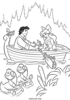 Принц та русалонька Аріель у човні