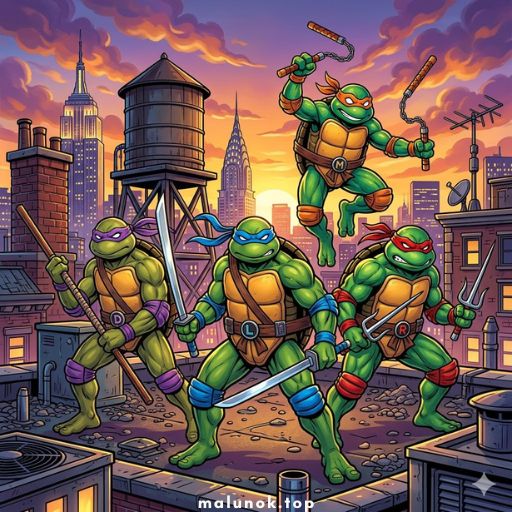 Розмальовки Черепашки ніндзя 🐢