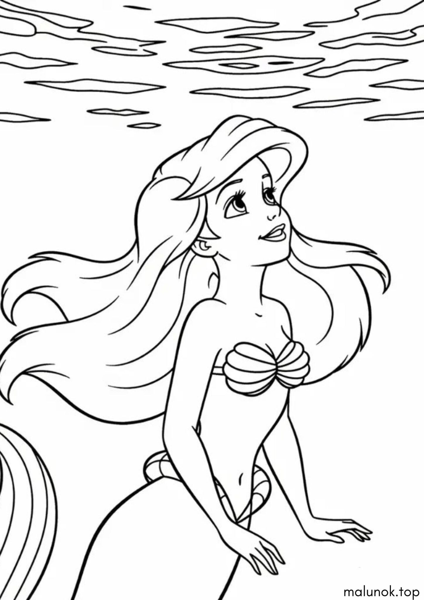 Раскраска Русалонька в морі