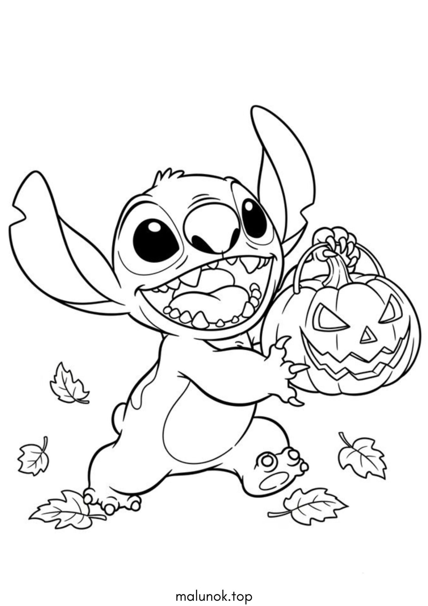 Раскраска Стіч з гарбузом на Хелловін