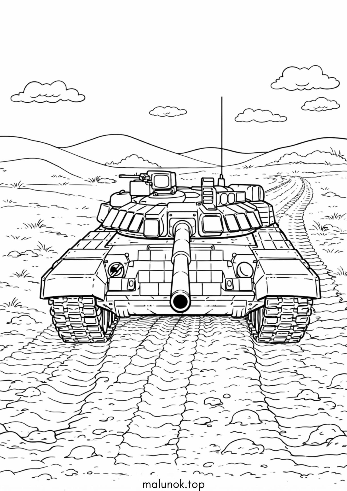 Раскраска Військовий танк