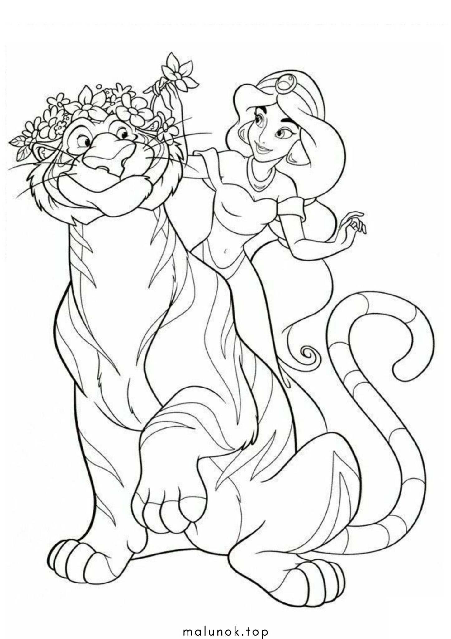 Раскраска Жасмін та тигр Раджа (Аладдін)