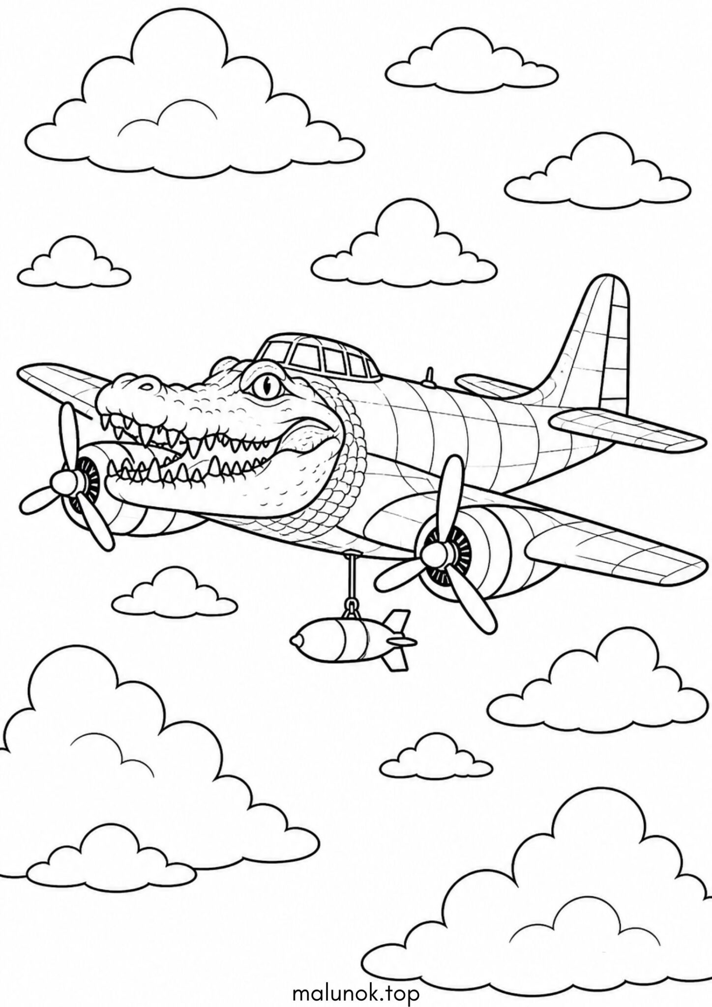 Раскраска Бомбардиро Крокодило (Bombardiro Crocodilo)