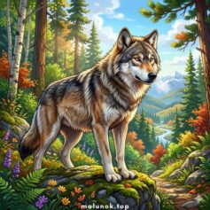 Розмальовки вовків 🐺 Роздрукувати безкоштовно А4, скачати