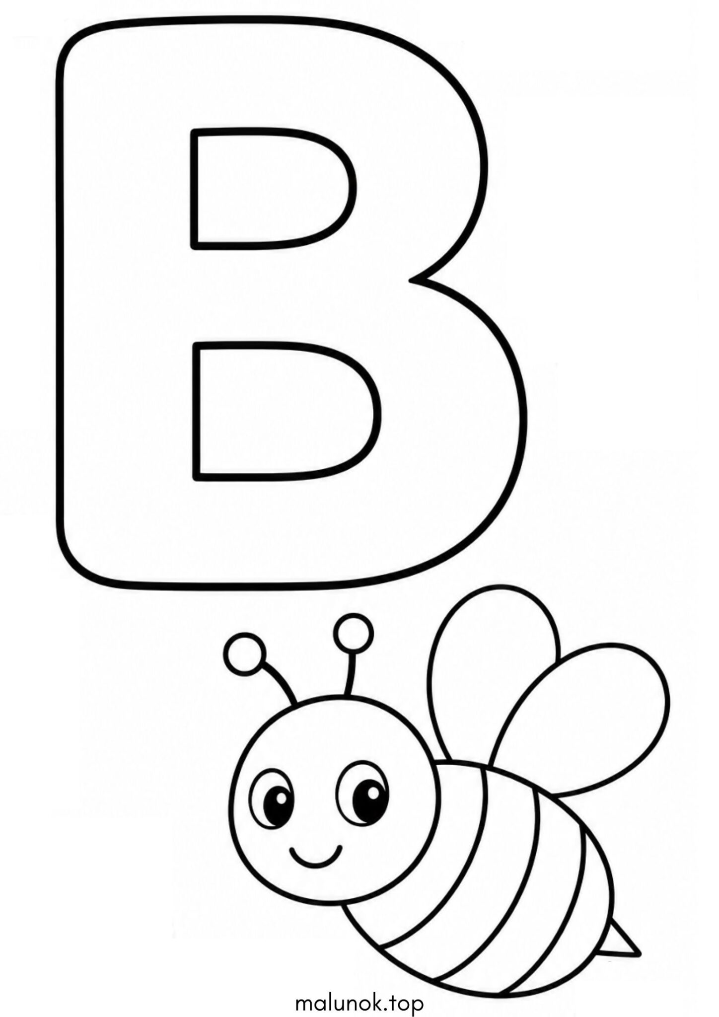 Раскраска Літера B (буква) – Bee Раскраска Літера B (буква) – Bee