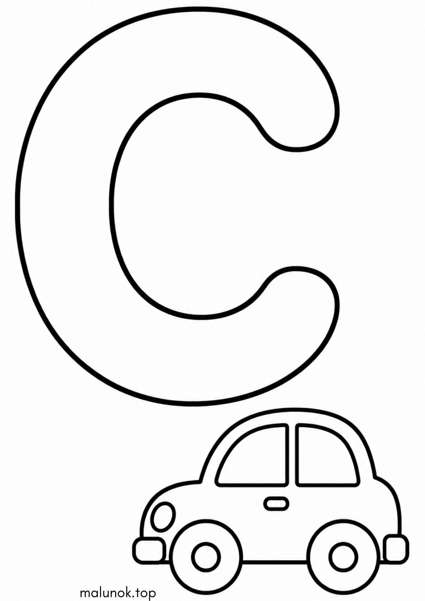 Раскраска Літера C (буква) – Car Раскраска Літера C (буква) – Car