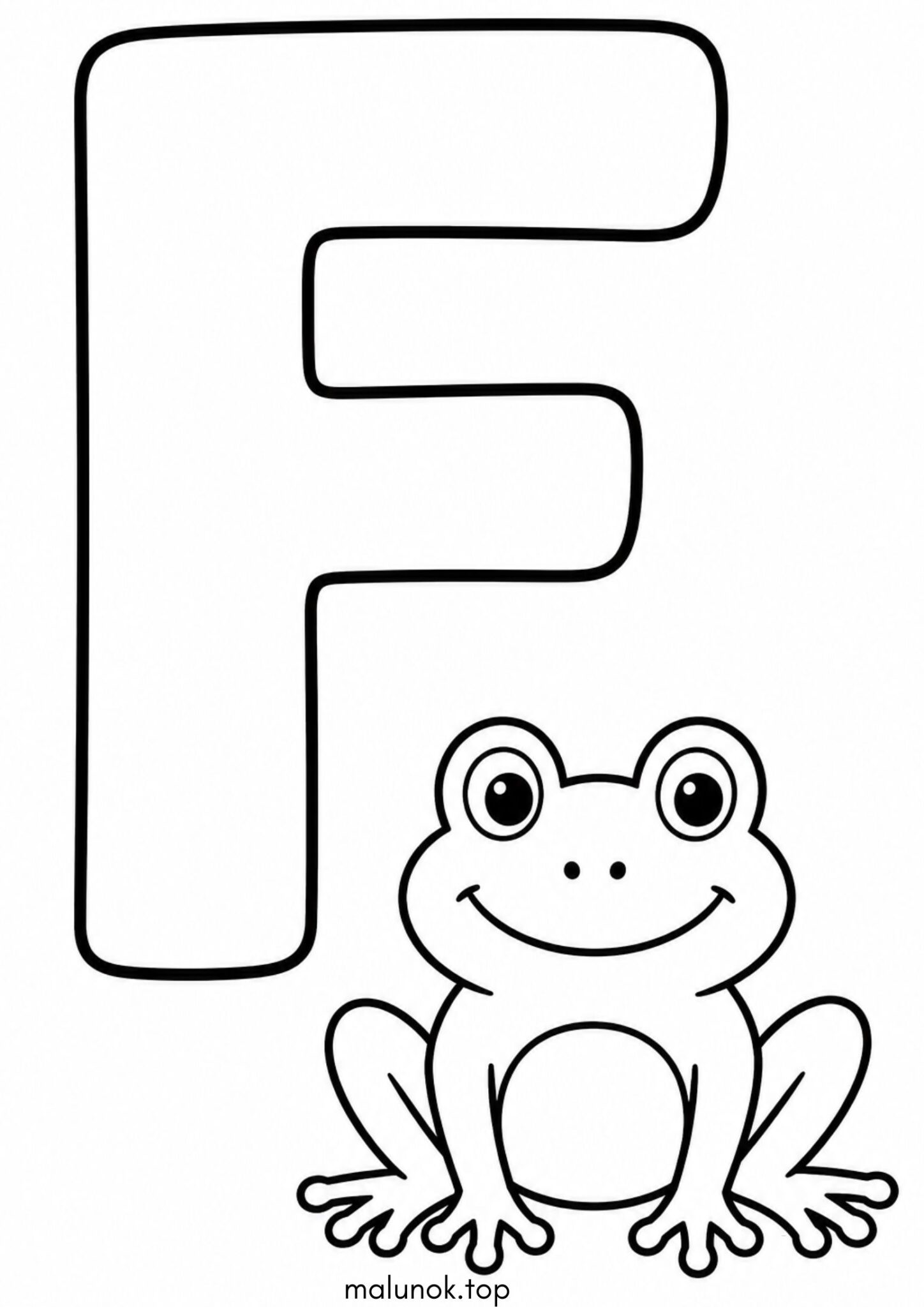 Раскраска Літера F (буква) – Frog Раскраска Літера F (буква) – Frog