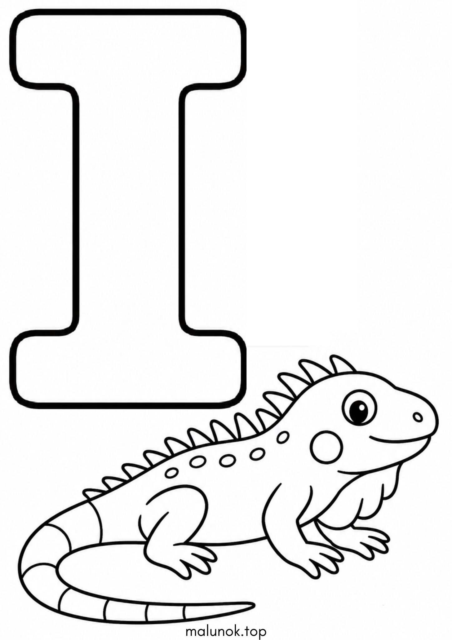 Раскраска Літера I (буква) – Iguana Раскраска Літера I (буква) – Iguana