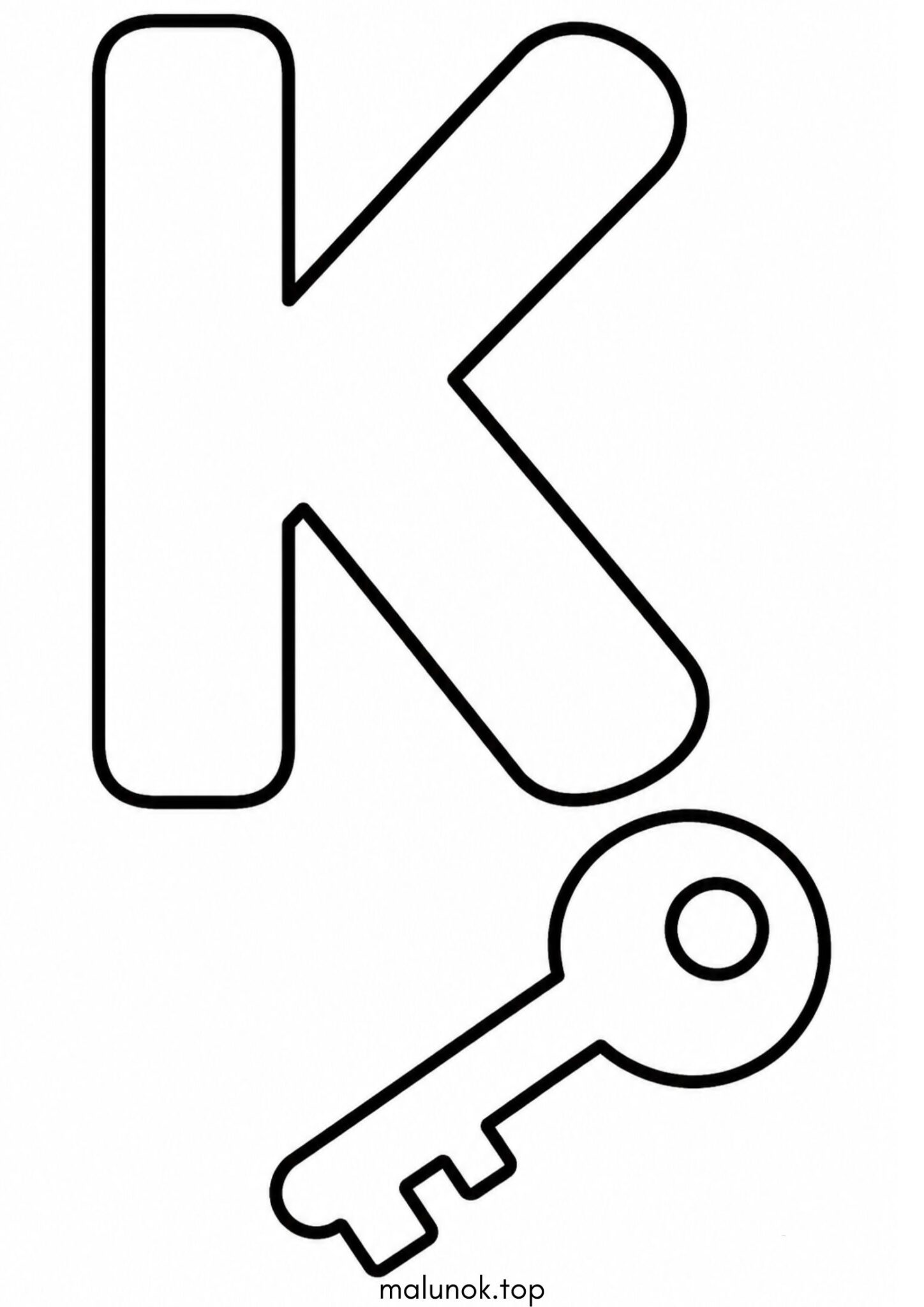 Раскраска Літера K (буква) – Key Раскраска Літера K (буква) – Key