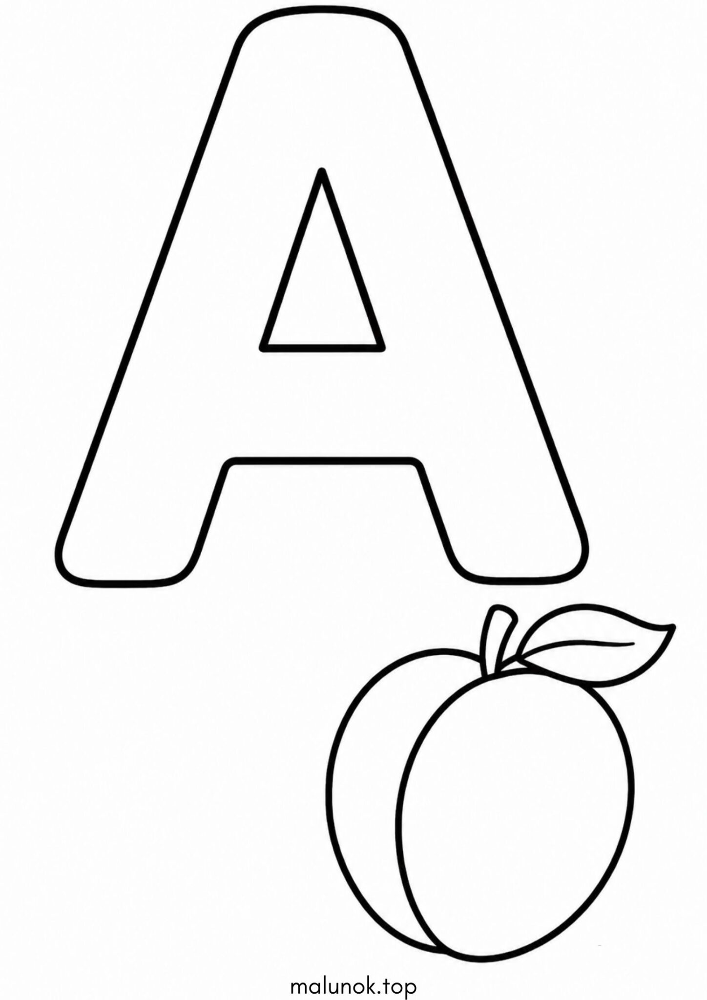 Раскраска Літера A (буква) – Apricot Раскраска Літера A (буква) – Apricot