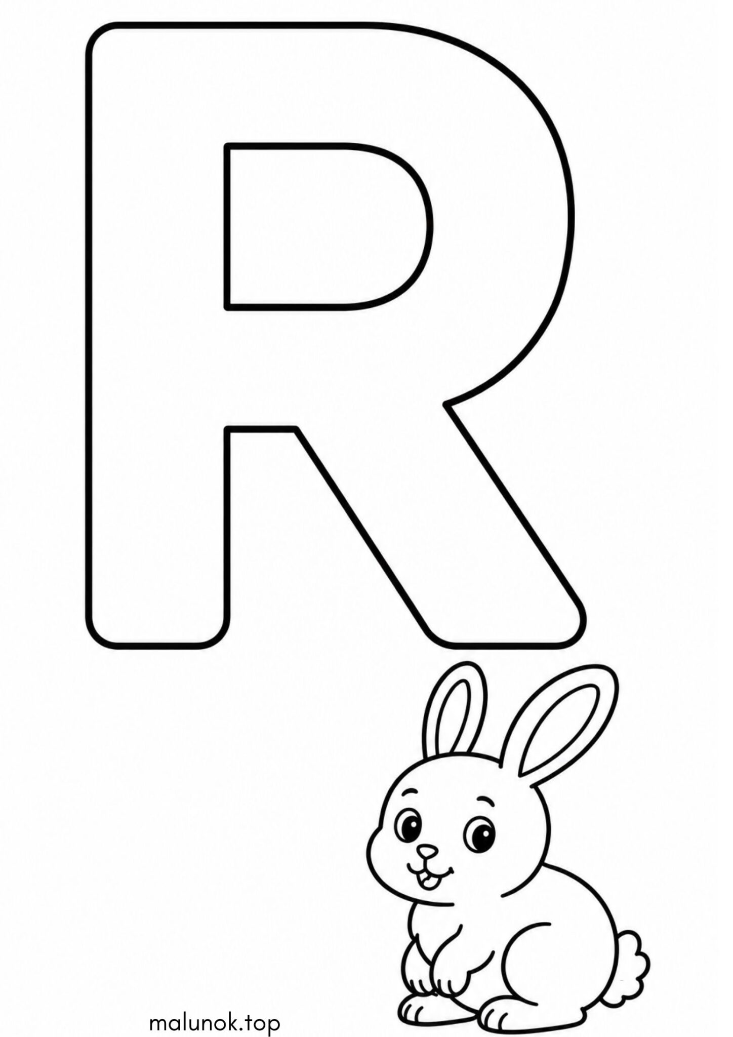 Раскраска Літера R (буква) – Rabbit Раскраска Літера R (буква) – Rabbit
