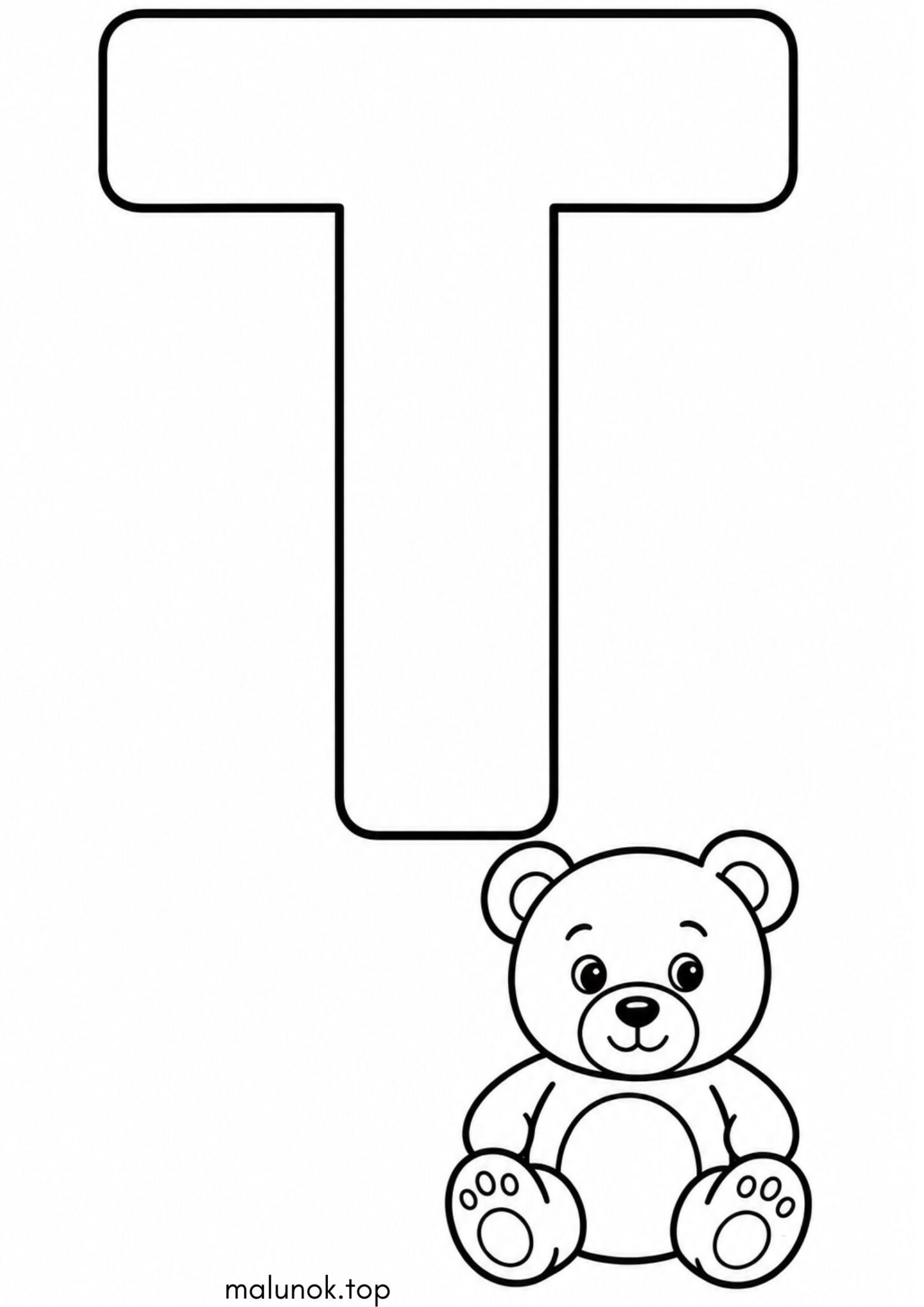 Раскраска Літера T (буква) – Teddy Bear